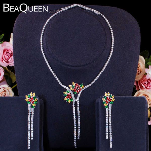 beaqueen colorful cz crystal flower round cubic zircon long hanging drop earrings and necklace women wedding jewelry sets js270 h1022, Silver
beaqueen colorful cz crystal flower round cubic zircon long hanging drop earrings and necklace women wedding jewelry sets js270 h1022, Silver