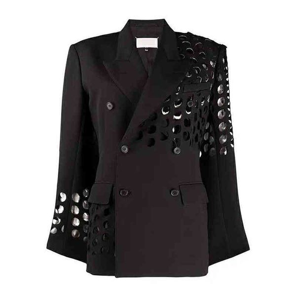 women's suits & blazers chicever hole for women notched collar long sleeve hollow out designer patchwork pockets coats female fall clot, White;black
women's suits & blazers chicever hole for women notched collar long sleeve hollow out designer patchwork pockets coats female fall clot, White;black