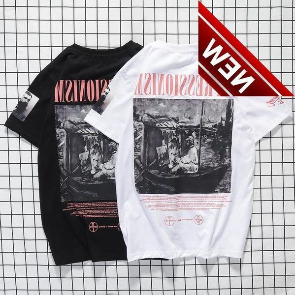 style chao brand off thin men's spoof pattern pullover short sleeve t-shirt and wo bottom t-shirt, White;black
style chao brand off thin men's spoof pattern pullover short sleeve t-shirt and wo bottom t-shirt, White;black
