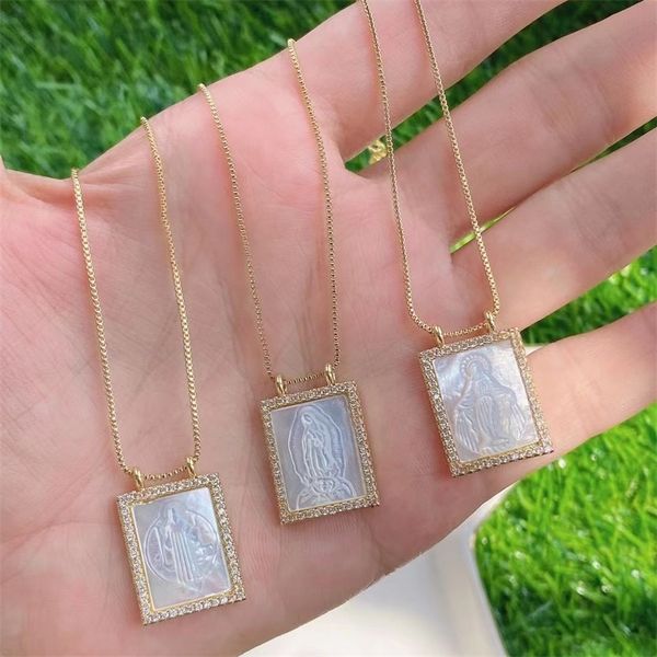5pcs, religious mother of pearl shell jesus virgin mary guadalupe pendant necklace for women cz pave gold jewelry, Silver
5pcs, religious mother of pearl shell jesus virgin mary guadalupe pendant necklace for women cz pave gold jewelry, Silver