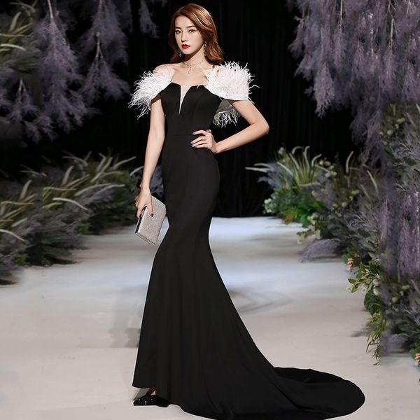 black evening drs female aura queen 2021 summer banquet temperament one shoulder celebrity fish tail
black evening drs female aura queen 2021 summer banquet temperament one shoulder celebrity fish tail