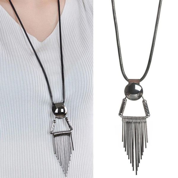 chains versatile geometric pendant tassel necklace women's gun black sweater chain long clothing accessories, Silver
chains versatile geometric pendant tassel necklace women's gun black sweater chain long clothing accessories, Silver