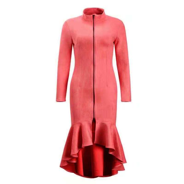 black red stand collar empire long sleeve zipper mermaid solid irregular dress autumn winter suede d0883 210514, Black;gray
black red stand collar empire long sleeve zipper mermaid solid irregular dress autumn winter suede d0883 210514, Black;gray