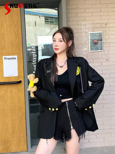 women's suits & blazers 2021 autumn three-dimensional decoration patch suit jacket black loose rhinestone beaded blazer for female, White;black
women's suits & blazers 2021 autumn three-dimensional decoration patch suit jacket black loose rhinestone beaded blazer for female, White;black