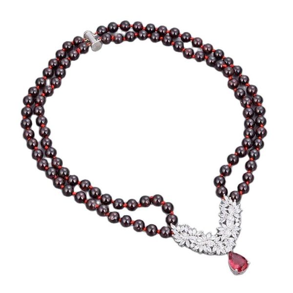 pendant necklaces jk 18'' 2 rows natural round garnet necklace cz, Silver
pendant necklaces jk 18'' 2 rows natural round garnet necklace cz, Silver