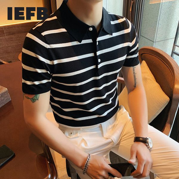 iefb summer men's casual short sleeve ice silk polo shirt striped lapel knitting bottoming causal slim fit tee 9y6679 210524, White;black
iefb summer men's casual short sleeve ice silk polo shirt striped lapel knitting bottoming causal slim fit tee 9y6679 210524, White;black