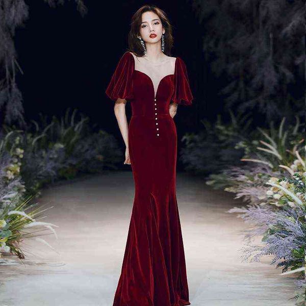 prom luxury boutique occasion dresses evening 2021 fishtail long banquet temperament wine red veet toast bride, Black
prom luxury boutique occasion dresses evening 2021 fishtail long banquet temperament wine red veet toast bride, Black