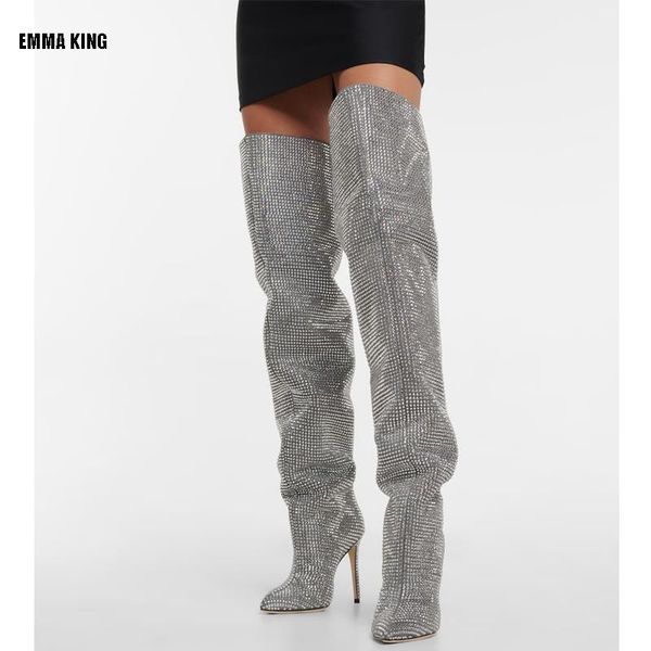 boots luxury crystal embellished women over the knee 10/12cm thin heel ladies rhinestone runway shoes winter, Black
boots luxury crystal embellished women over the knee 10/12cm thin heel ladies rhinestone runway shoes winter, Black
