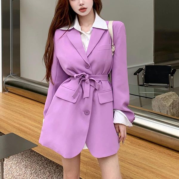 women's suits & blazers korean fashion elegant women purple loose office style outwear autumn 2021 strappy high street casual designer, White;black
women's suits & blazers korean fashion elegant women purple loose office style outwear autumn 2021 strappy high street casual designer, White;black