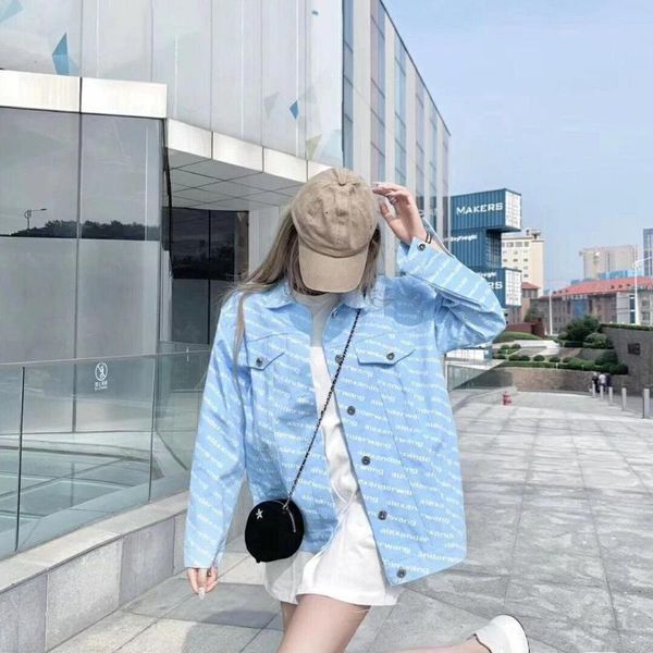 women's jackets light blue denim jacket, long-sleeved, letter print 2021 style korea oversize harajuku, Black;brown
women's jackets light blue denim jacket, long-sleeved, letter print 2021 style korea oversize harajuku, Black;brown