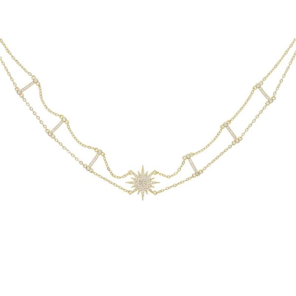 Multi Layer Chain Necklace With Bar Charm Star Cz Paved Link Choker Short For Women Wedding Jewelry Gift Chokers, Golden;silver
Multi Layer Chain Necklace With Bar Charm Star Cz Paved Link Choker Short For Women Wedding Jewelry Gift Chokers, Golden;silver