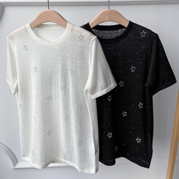 women's t-shirt 2021 early spring women thin knit t shirt diamond shiny stars o-neck short sleeve knitwear fashion pullover tee, White
women's t-shirt 2021 early spring women thin knit t shirt diamond shiny stars o-neck short sleeve knitwear fashion pullover tee, White