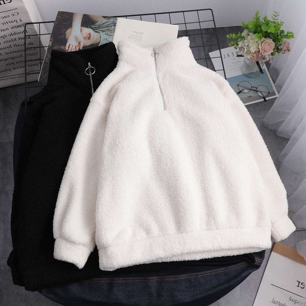 women's hoodies & sweatshirts hoodie lamb wool sweater plush thickened autumn and winter korean ins fashion half high collar zipper loo, Black
women's hoodies & sweatshirts hoodie lamb wool sweater plush thickened autumn and winter korean ins fashion half high collar zipper loo, Black