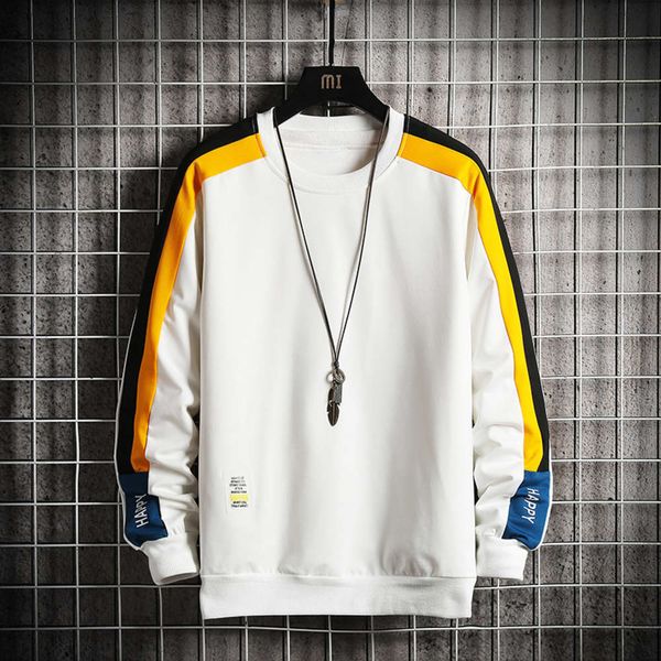 men's hoodies & sweatshirts sweater color stripe loose leisure trend long sleeve pullover student coat u2qc, Black 
men's hoodies & sweatshirts sweater color stripe loose leisure trend long sleeve pullover student coat u2qc, Black