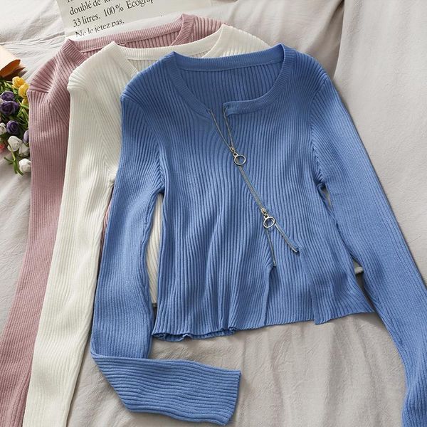 women's blouses & shirts women fashion slim bodycon irregular zipper knitted blouse lady sweet casual outdoor girls elegant daily basic, White
women's blouses & shirts women fashion slim bodycon irregular zipper knitted blouse lady sweet casual outdoor girls elegant daily basic, White