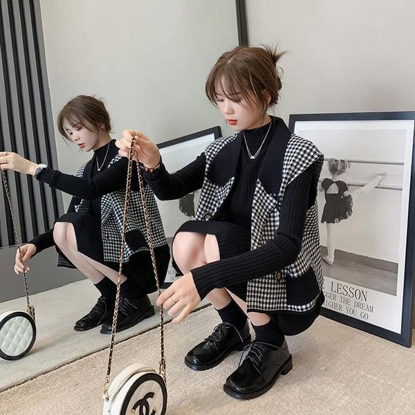 women's vests clothing spring and autumn vest sleeveless two-piece argyle sweater, Black;white
women's vests clothing spring and autumn vest sleeveless two-piece argyle sweater, Black;white