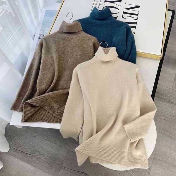 2021 new turtleneck solid color sweater women fall fashion 6o6i, White;black
2021 new turtleneck solid color sweater women fall fashion 6o6i, White;black