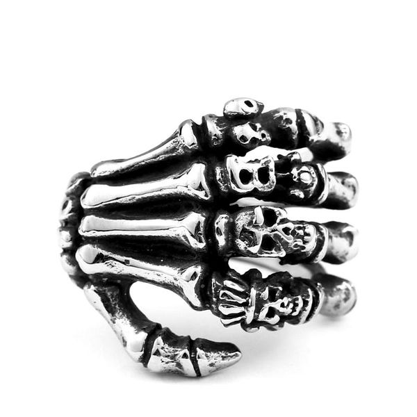 316l stainless steel punk skull skeleton hand ring biker jewelry unique cluster rings, Golden;silver
316l stainless steel punk skull skeleton hand ring biker jewelry unique cluster rings, Golden;silver