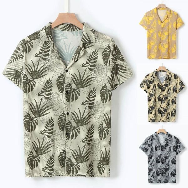 men short sleeve summer hawaiian aloha shirt striped shirts leaf short-sleeve slim fit male blouse, White;black
men short sleeve summer hawaiian aloha shirt striped shirts leaf short-sleeve slim fit male blouse, White;black