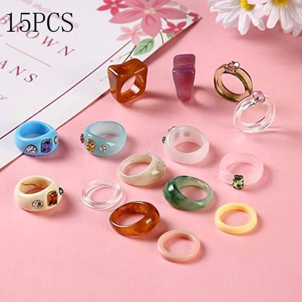 cluster rings 15pcs acrylic ring sets cute candy color retro for women girls wedding trendy party jewelry accessories gift bijoux anillos, Golden;silver
cluster rings 15pcs acrylic ring sets cute candy color retro for women girls wedding trendy party jewelry accessories gift bijoux anillos, Golden;silver