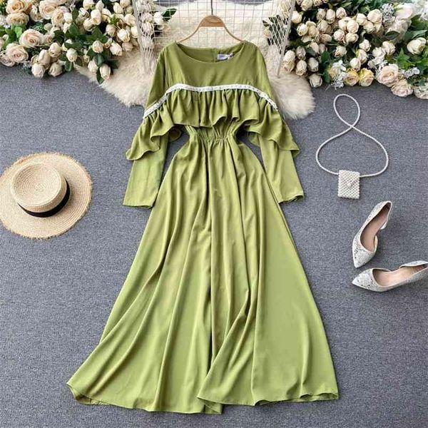 spring fashion temperament vestidos women's round neck ruffled slim holiday midi dress gk735 210506, Black;gray
spring fashion temperament vestidos women's round neck ruffled slim holiday midi dress gk735 210506, Black;gray