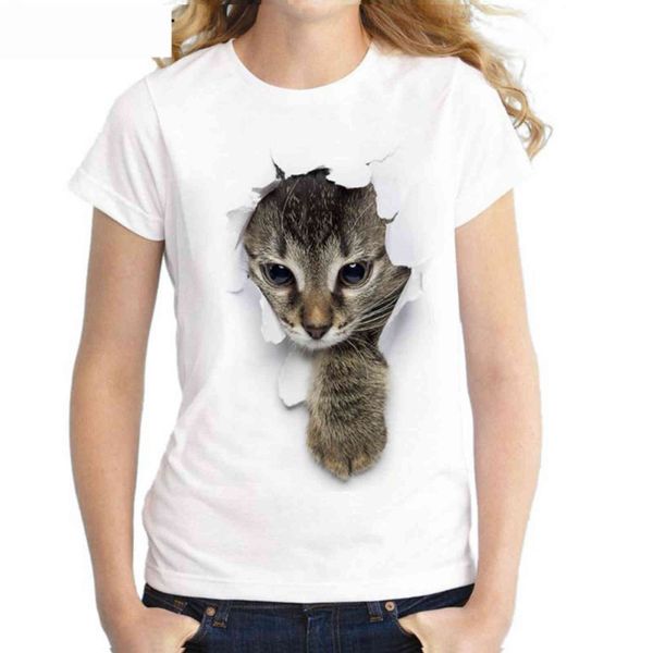 women's and large t-shirts, animal cat printed cloth, breathable, comfortable, short sv, women's, White
women's and large t-shirts, animal cat printed cloth, breathable, comfortable, short sv, women's, White
