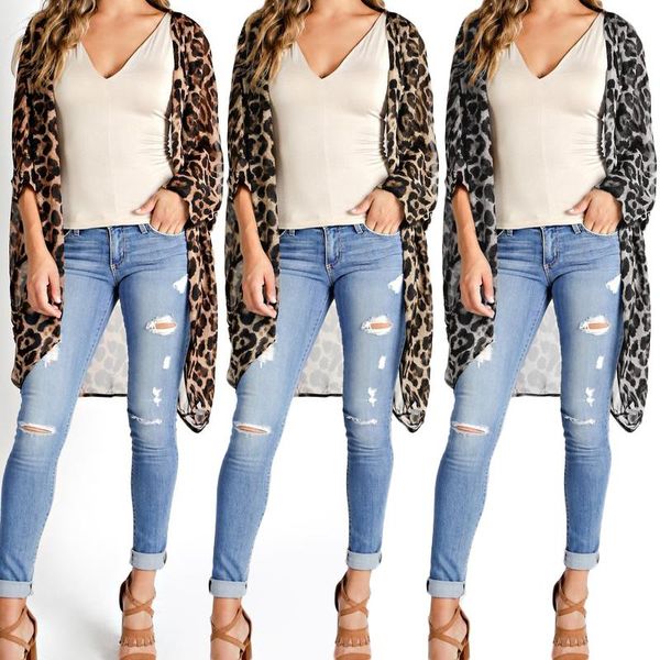 shirts women long vintage kimono cardigan leopard printed blouse casual loose beach cover up summer shirt women's blouses &, White 
shirts women long vintage kimono cardigan leopard printed blouse casual loose beach cover up summer shirt women's blouses &, White