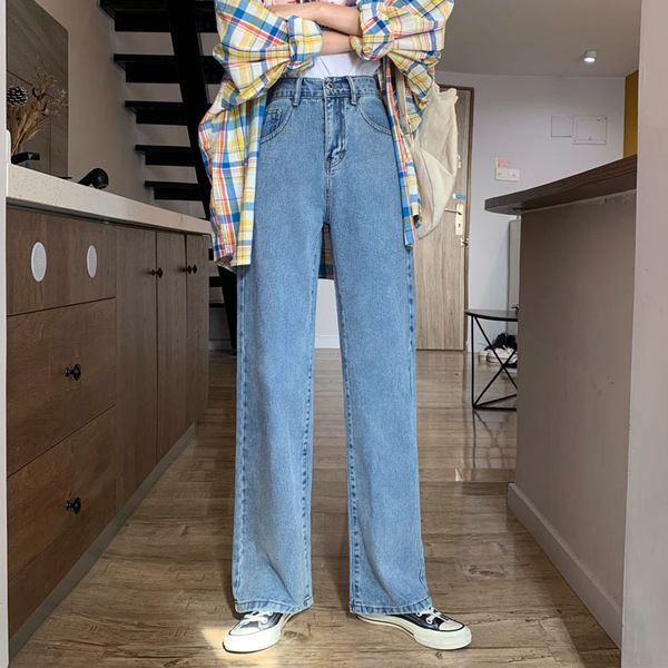 high-waisted spring, wild korean style, loose in a straight line, wide leg drape, rubbing women's jeans., Blue
high-waisted spring, wild korean style, loose in a straight line, wide leg drape, rubbing women's jeans., Blue