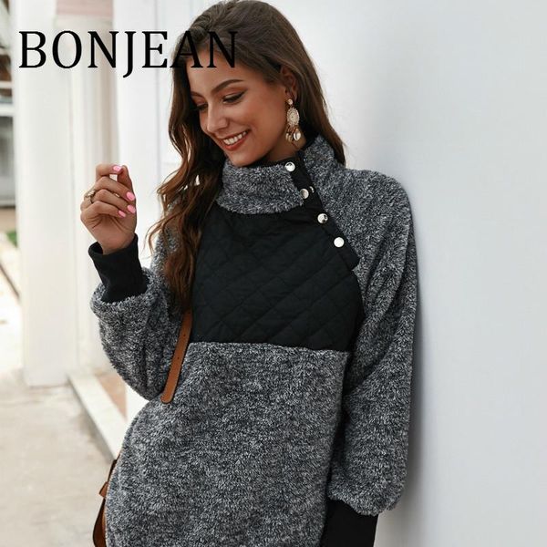 women's hoodies & sweatshirts bonjean 2021 autumn clothing and pullovers turtleneck patchwork for women black velour bj1664
women's hoodies & sweatshirts bonjean 2021 autumn clothing and pullovers turtleneck patchwork for women black velour bj1664