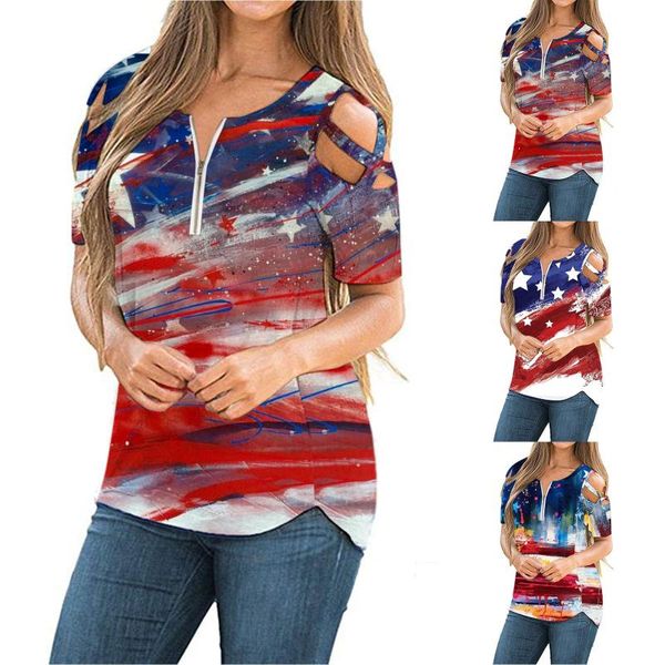 women's blouses & shirts womens strappy cold shoulder blouse independence day o-neck zipper basic shirt camisetas mujer, White
women's blouses & shirts womens strappy cold shoulder blouse independence day o-neck zipper basic shirt camisetas mujer, White