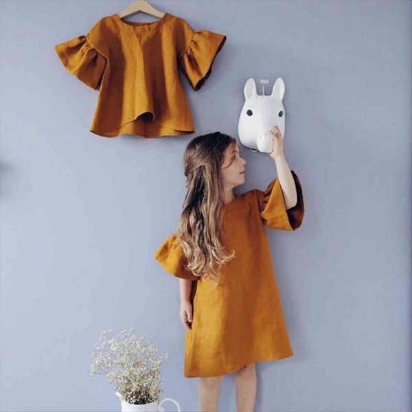 cotton and linen girl princess dress solid color flare sleeves children comfortable wt61, Red;yellow
cotton and linen girl princess dress solid color flare sleeves children comfortable wt61, Red;yellow