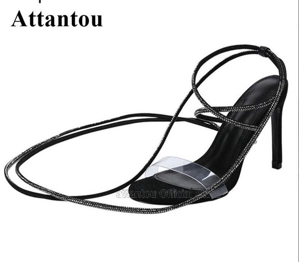 bling jewelled decor narrow band cross-tied lace up thin high heel sandals woman clear pvc transparent stage shoes, Black
bling jewelled decor narrow band cross-tied lace up thin high heel sandals woman clear pvc transparent stage shoes, Black