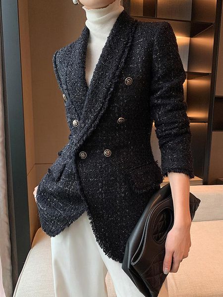 women's suits & blazers 2021 autumn style small fragrant black temperament wool suit jacket self-cultivation blouse, White;black
women's suits & blazers 2021 autumn style small fragrant black temperament wool suit jacket self-cultivation blouse, White;black