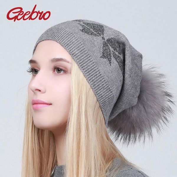 beanie/skull caps geebro women's beanie hat winter causal wool kintted with real fur pom ladies silver butterfly printing pompon beanie, Blue;gray
beanie/skull caps geebro women's beanie hat winter causal wool kintted with real fur pom ladies silver butterfly printing pompon beanie, Blue;gray