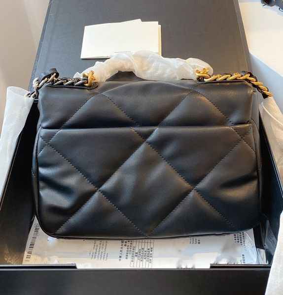 with box genuine leather designer bag luxury no 19 gold tone flap bag candy color designer bags 26cm tradingbear, Black
with box genuine leather designer bag luxury no 19 gold tone flap bag candy color designer bags 26cm tradingbear, Black