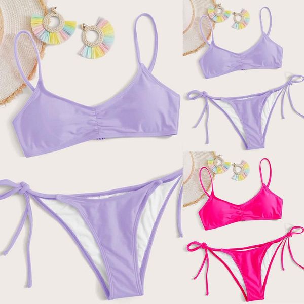 women's swimwear bikini women side tie two pieces swimsuit solid colour brazilian mini bathing suits beach wear swimming, White;black
women's swimwear bikini women side tie two pieces swimsuit solid colour brazilian mini bathing suits beach wear swimming, White;black