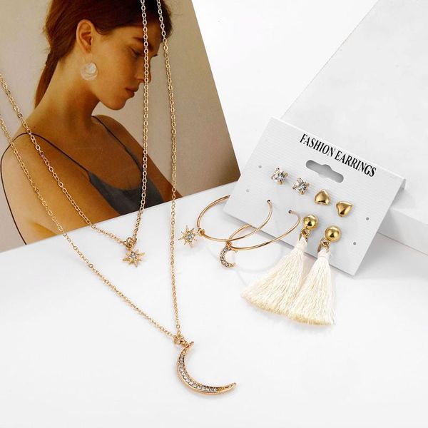 earrings & necklace fashion women jewelry sets crystal gold color moon star pendant wedding party for, Silver
earrings & necklace fashion women jewelry sets crystal gold color moon star pendant wedding party for, Silver