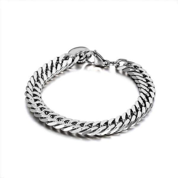 link, chain fashion stainless steel silver color bracelet flat punk bangle wrist jewelry for women men gift, Black
link, chain fashion stainless steel silver color bracelet flat punk bangle wrist jewelry for women men gift, Black