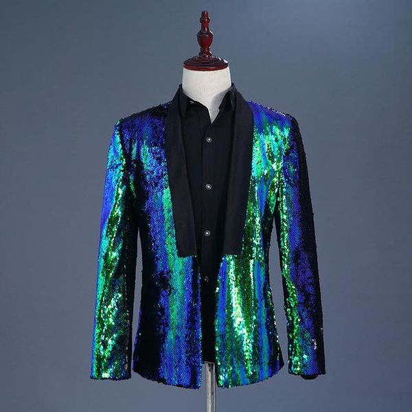tide mens double-turning two colors sequins blazer dj singer night club blue green purple gold silver suit jacket outfit men's suits &, White;black
tide mens double-turning two colors sequins blazer dj singer night club blue green purple gold silver suit jacket outfit men's suits &, White;black