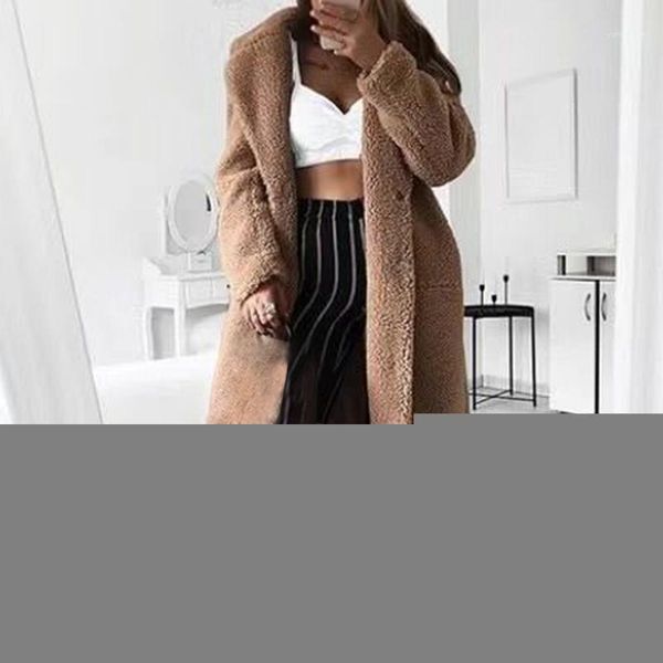 women's fur & faux women coat autumn winter 2021 casual solid long female vintage jackets plush overcoat chaqueta mujer, Black
women's fur & faux women coat autumn winter 2021 casual solid long female vintage jackets plush overcoat chaqueta mujer, Black
