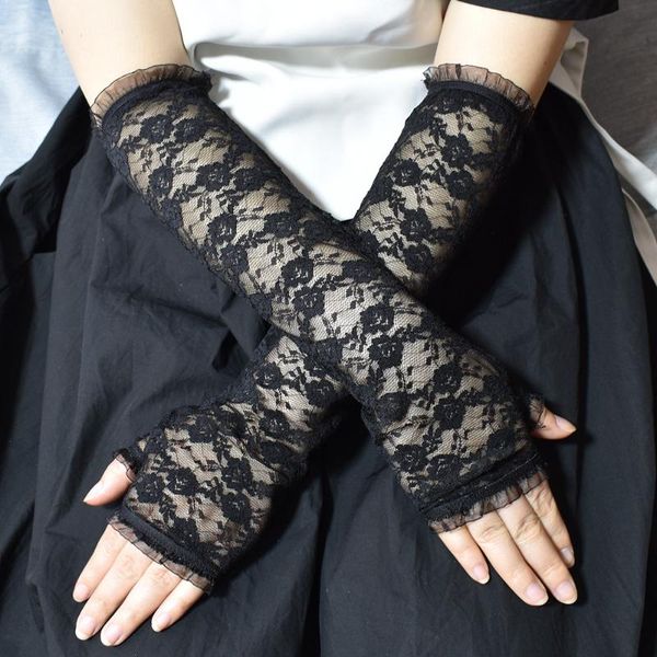five fingers gloves half-finger sunscreen lace long arm suit dress up costume accessories dark cosplay gothic, Blue;gray
five fingers gloves half-finger sunscreen lace long arm suit dress up costume accessories dark cosplay gothic, Blue;gray