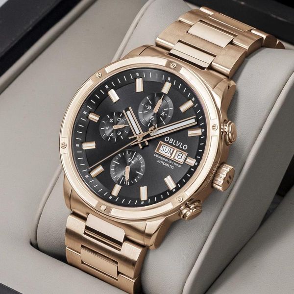 wristwatches oblvlo men watch brand automatic mechanical rose gold with date casual sapphire glass waterproof, Slivery;brown
wristwatches oblvlo men watch brand automatic mechanical rose gold with date casual sapphire glass waterproof, Slivery;brown