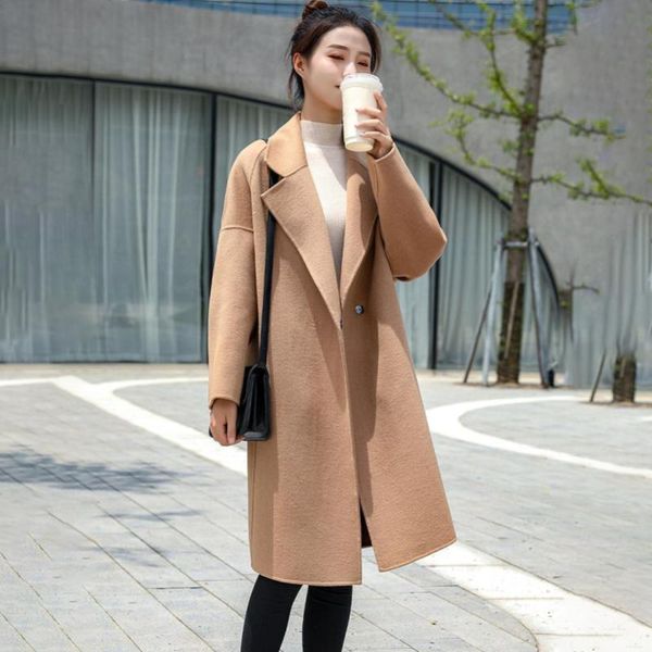 women's wool & blends autumn winter long coat women double breasted lapel collar casual woolen overcoat female solid warm clothes outer, Black
women's wool & blends autumn winter long coat women double breasted lapel collar casual woolen overcoat female solid warm clothes outer, Black