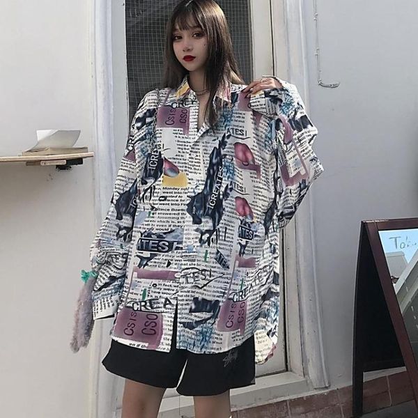 women's blouses & shirts graffiti print women korean style fashion spring autumn 2021 button up shirt loose long sleeve leisure, White
women's blouses & shirts graffiti print women korean style fashion spring autumn 2021 button up shirt loose long sleeve leisure, White