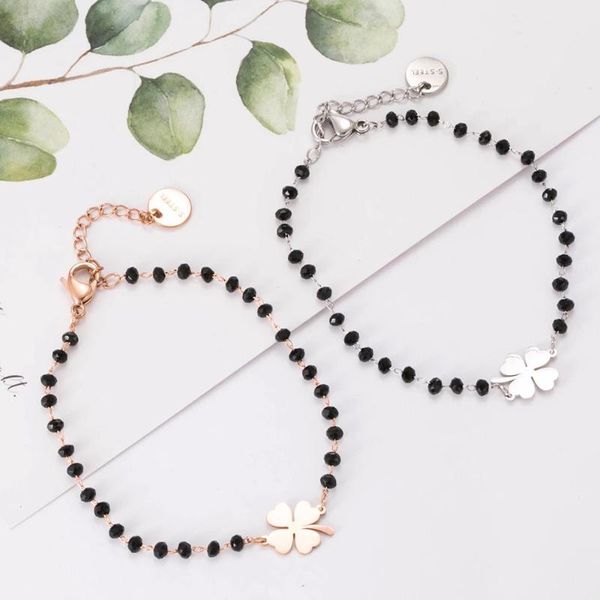 charm bracelets stainless steel black crystal beads chain bracelet rose gold heart star four clover charms for women fashion jewelry, Golden;silver
charm bracelets stainless steel black crystal beads chain bracelet rose gold heart star four clover charms for women fashion jewelry, Golden;silver