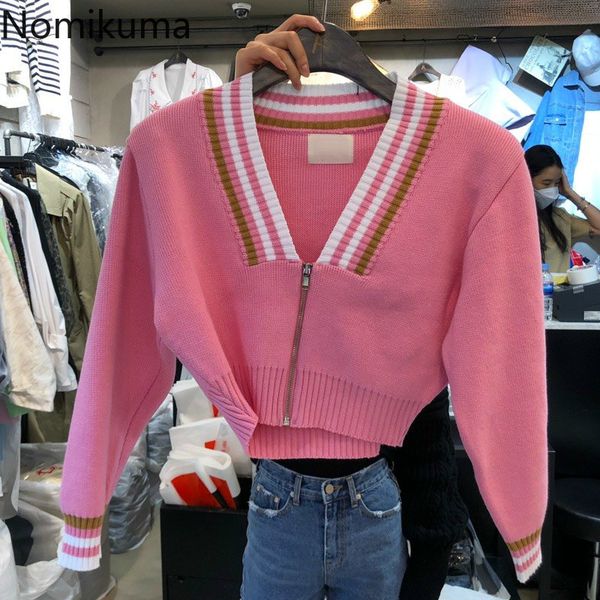 nomikuma autumn winter v-neck cardigan sweater korean hit color striped knitted coat zipper v-neck long sleeve knitwear 6c377 210427, White;black
nomikuma autumn winter v-neck cardigan sweater korean hit color striped knitted coat zipper v-neck long sleeve knitwear 6c377 210427, White;black