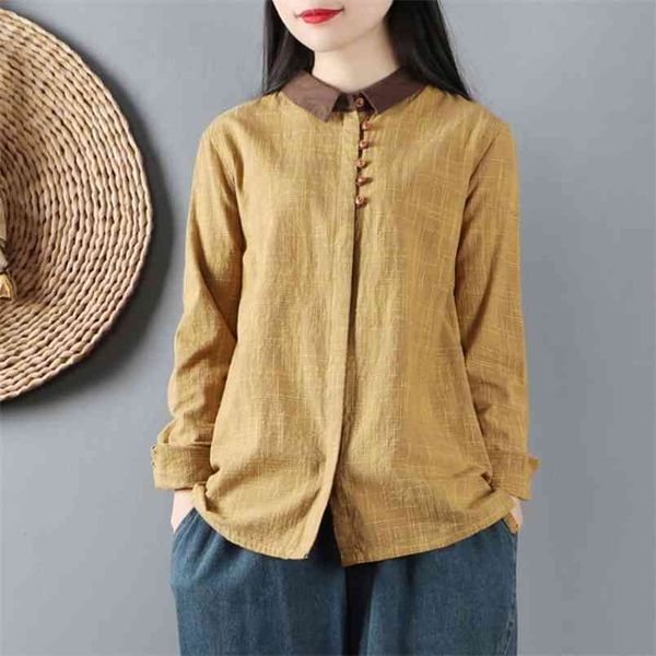 spring autumn arts women long sleeve loose vintage shirts turn-down collar single-breasted cotton linen blouse v70 210512, White
spring autumn arts women long sleeve loose vintage shirts turn-down collar single-breasted cotton linen blouse v70 210512, White