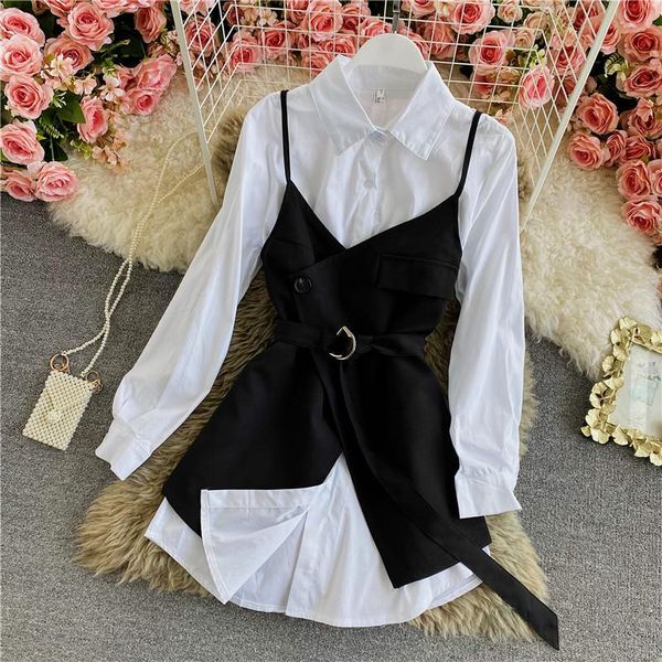 casual dresses yizzhoy spring fashion temperament long sleeve irregular lace up suspender skirt two piece set medium solid color shirt dress, Black;gray
casual dresses yizzhoy spring fashion temperament long sleeve irregular lace up suspender skirt two piece set medium solid color shirt dress, Black;gray