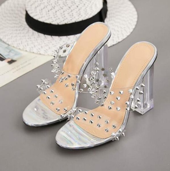 summer pvc rivet fashion women sandals peep toe perspex heel high heels dress lady shoes size 35-42, Black
summer pvc rivet fashion women sandals peep toe perspex heel high heels dress lady shoes size 35-42, Black