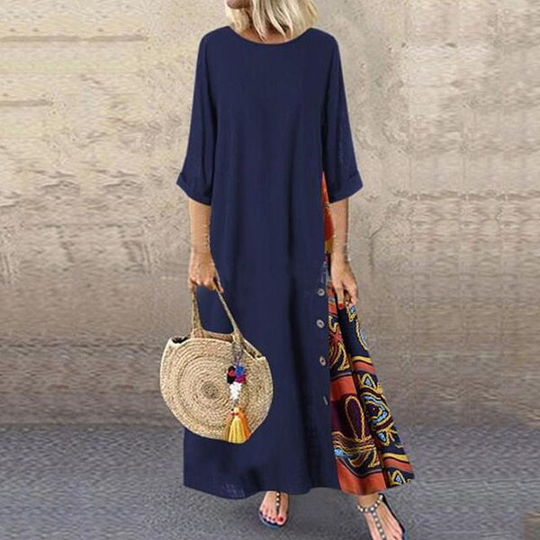 women patchwork long dress autumn spring o neck ladies casual female maxi sundress 3/4 sleeve side button loose dresses, Black;gray
women patchwork long dress autumn spring o neck ladies casual female maxi sundress 3/4 sleeve side button loose dresses, Black;gray